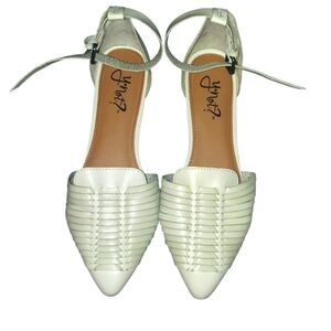 Y-Not? White D'Orsay White Weaved Flat